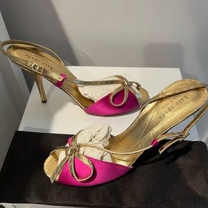 Kate Spade Pink & Gold sling back heels size 8.5